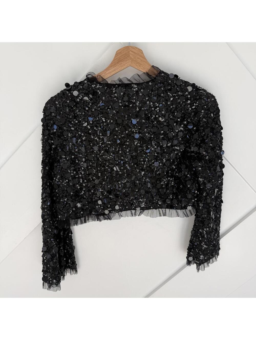 Vintage Betsey Johnson New York Black Sequin Cropped Jacket 90's Supermodel - Picture 4 of 4
